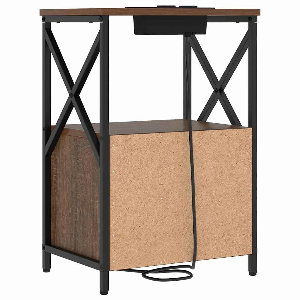 Nočna omarica 2 kos Rjav hrast 40 x 31 x 60 cm Inženirski les - slika 9