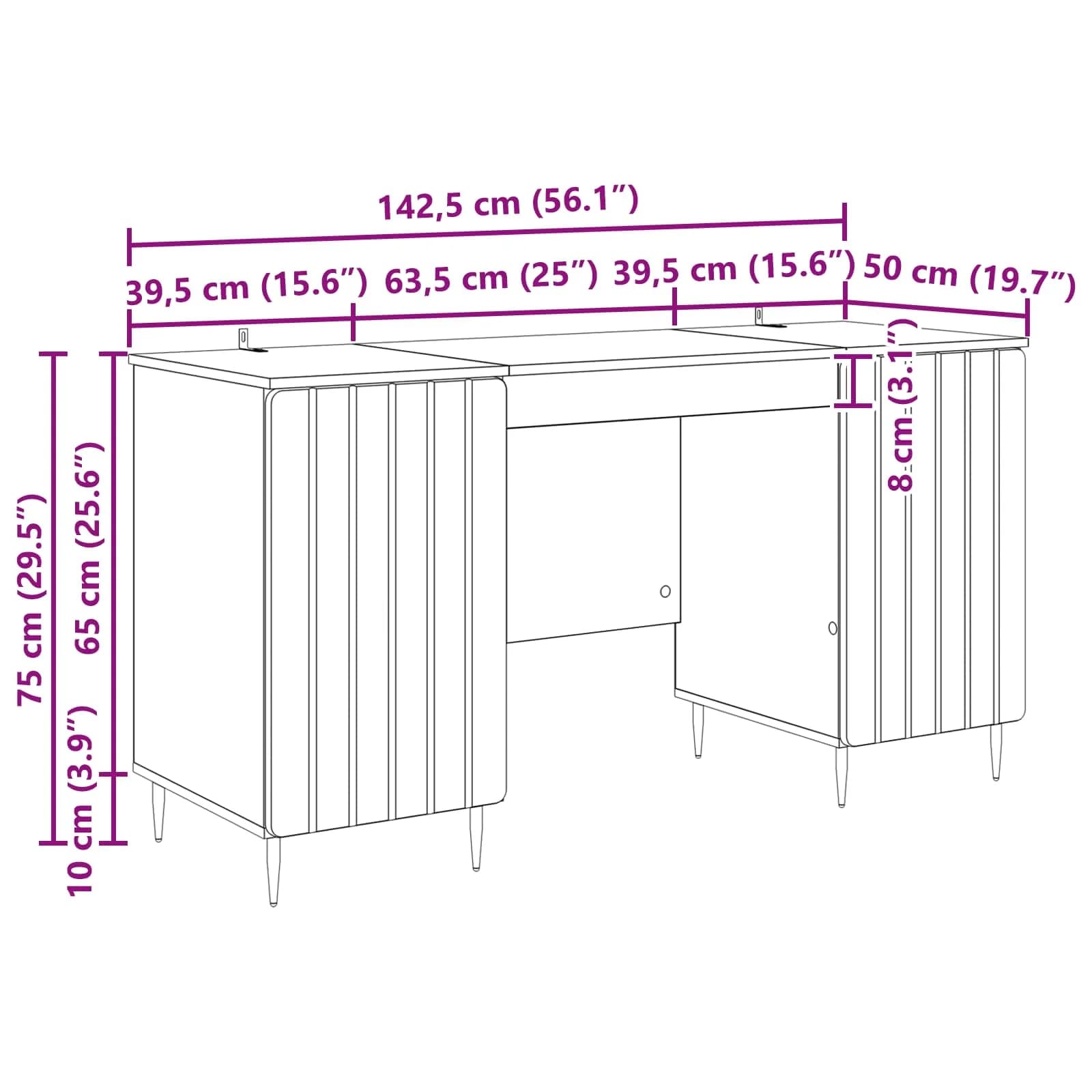 Miza s polico Betonsko siva 142,5 x 50 x 75 cm Inženirski les - slika 9