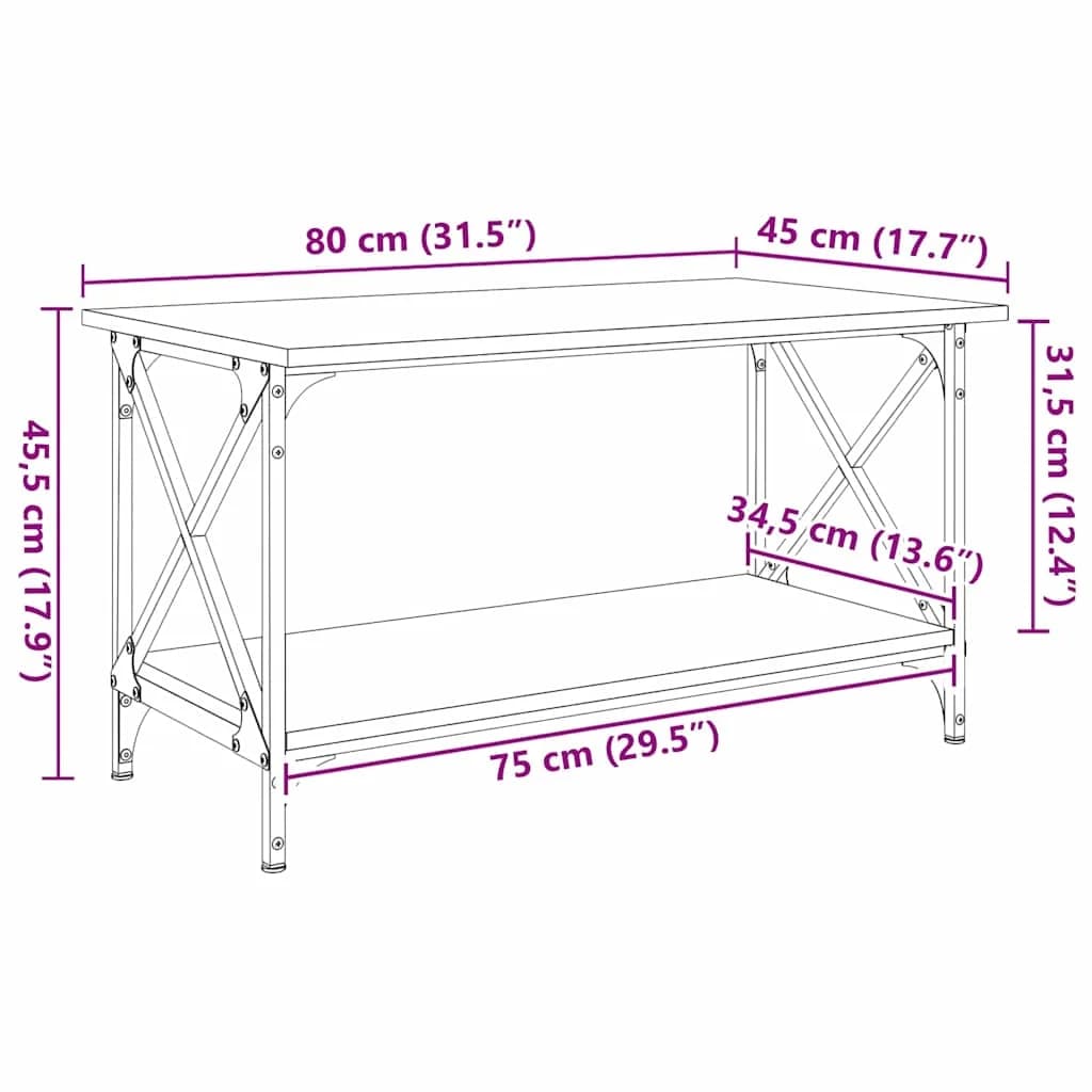 Klubska miza Črni hrast 80 x 45 x 45.5 cm Inženirski les - slika 11