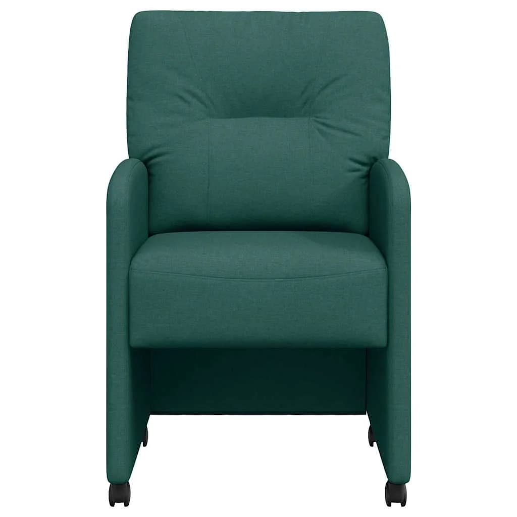 Jedilni stoli s kolesi 2 kos blago Temno zelena 57 x 67 x 95 cm - slika 4