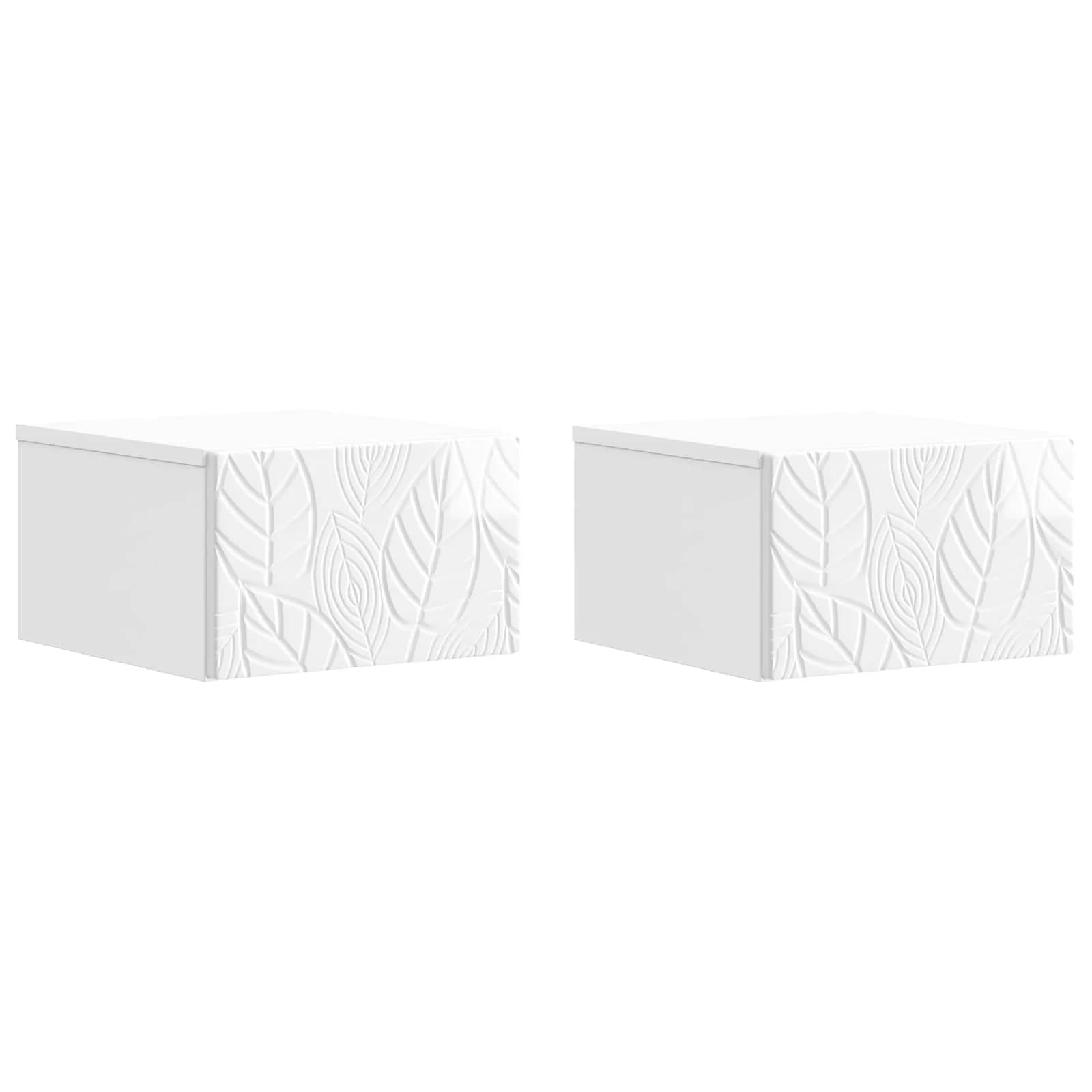Stenska stranska miza 2 kos Bela visok sijaj 34,5 x 33 x 20 cm - slika 2