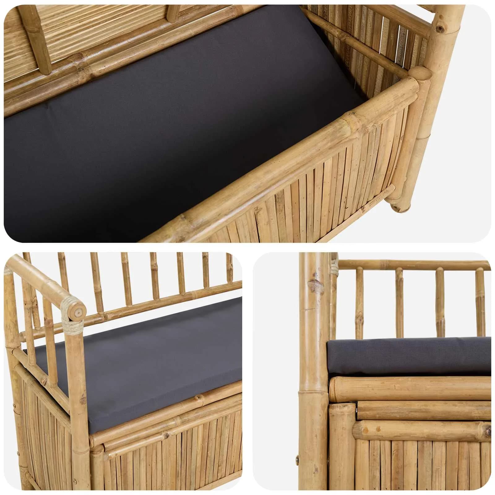 Parkovna Shramba Klop 110 x 47 x 80 cm Bambus Naravna - slika 7