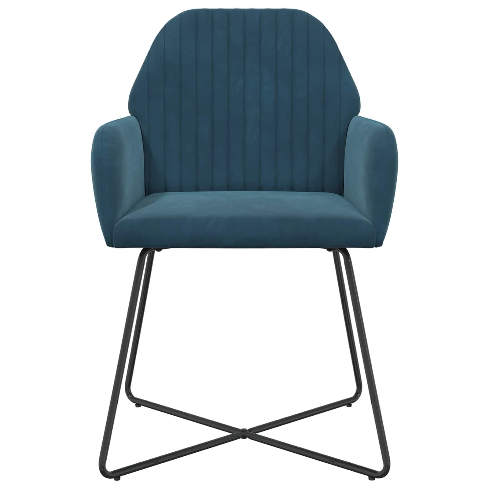 Jedilni stoli 2 kos Žamet Modra 55 x 50 x 84 cm - slika 3