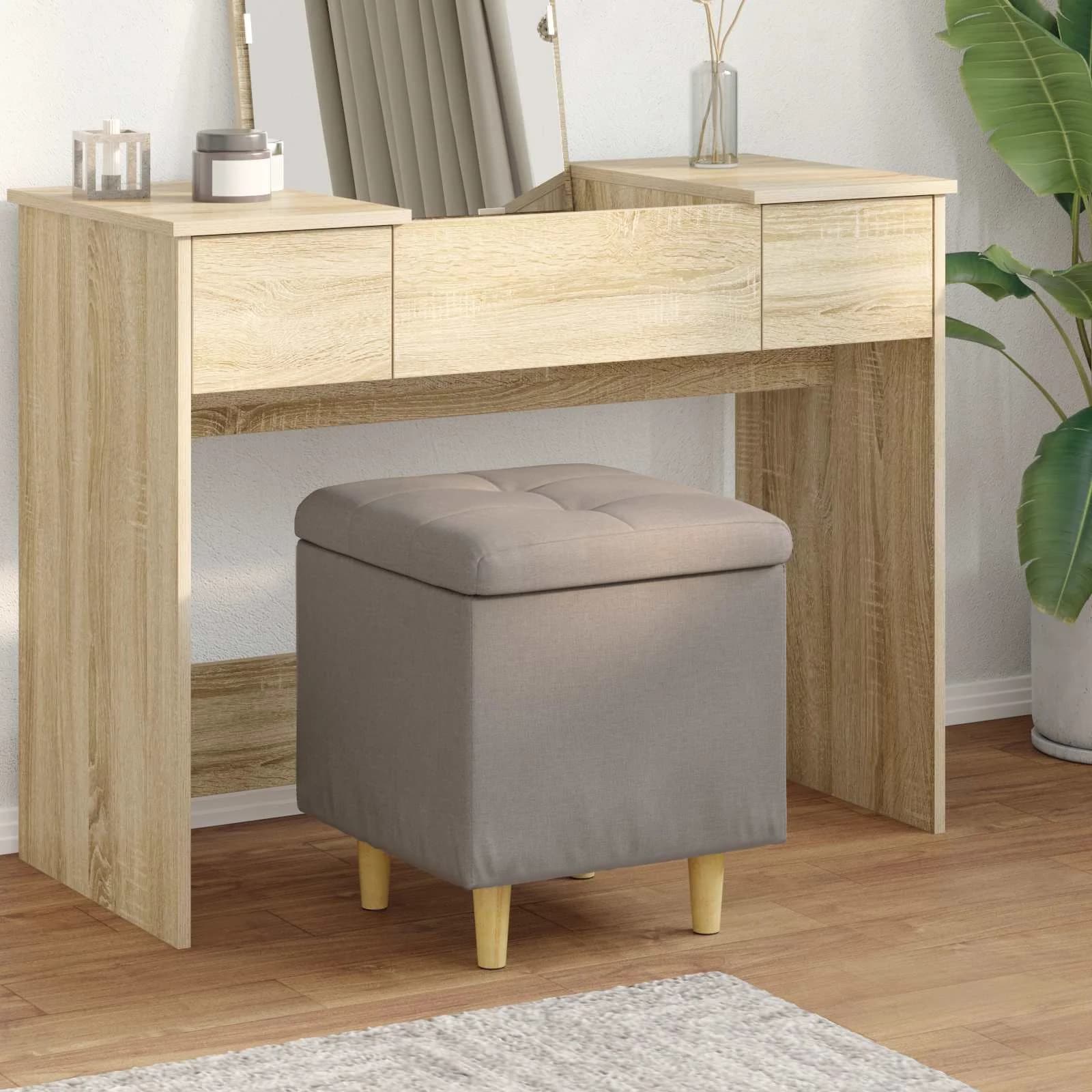 Shranjevalna tabureta z blazino Taupe 40 x 40 x 45 cm blago