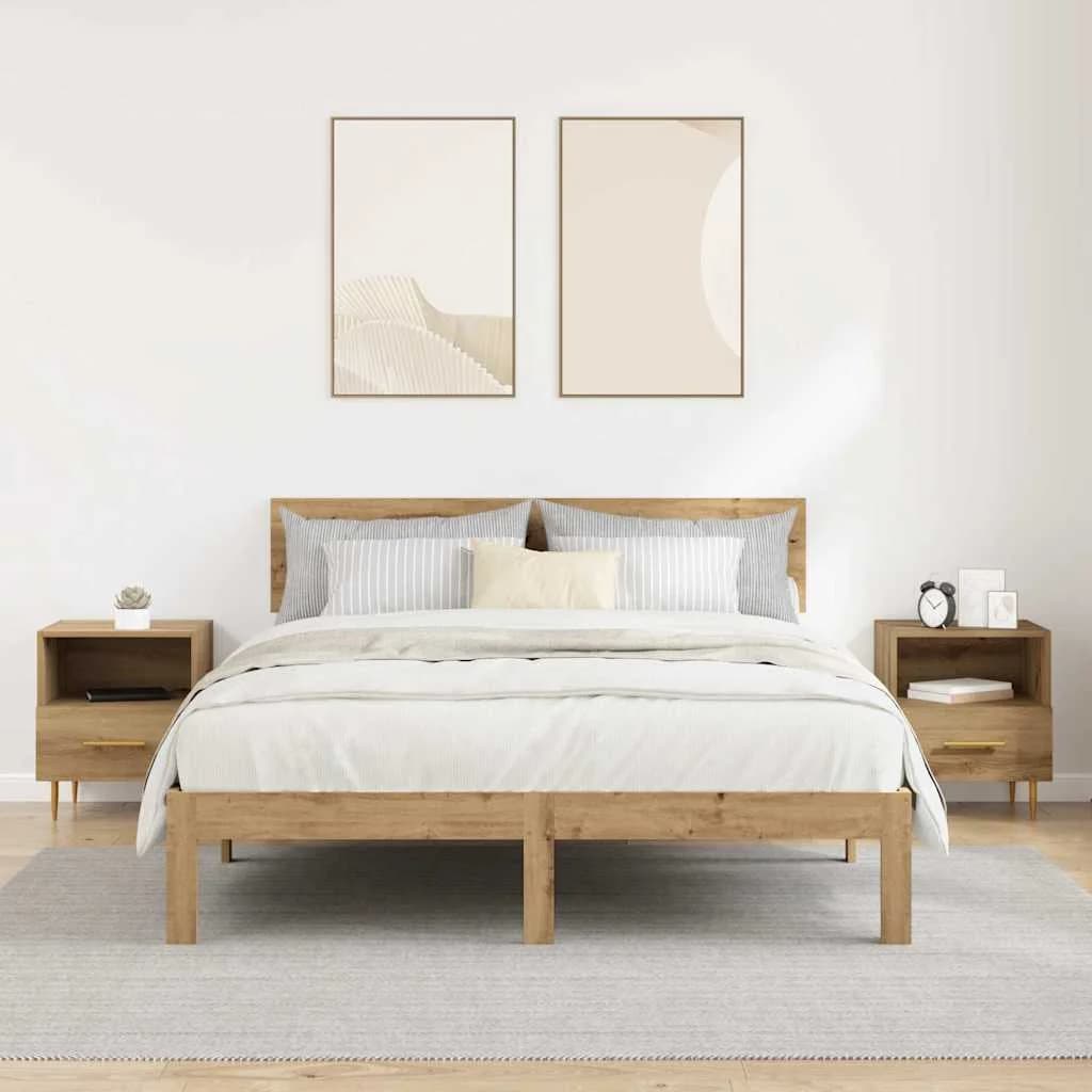 Nočna omarica 2 kos Rjava 40 x 35 x 47,5 cm Inženirski les - slika 4