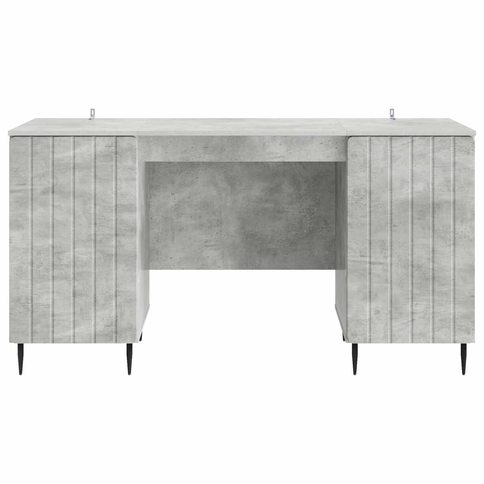 Miza s polico Betonsko siva 142,5 x 50 x 75 cm Inženirski les - slika 5