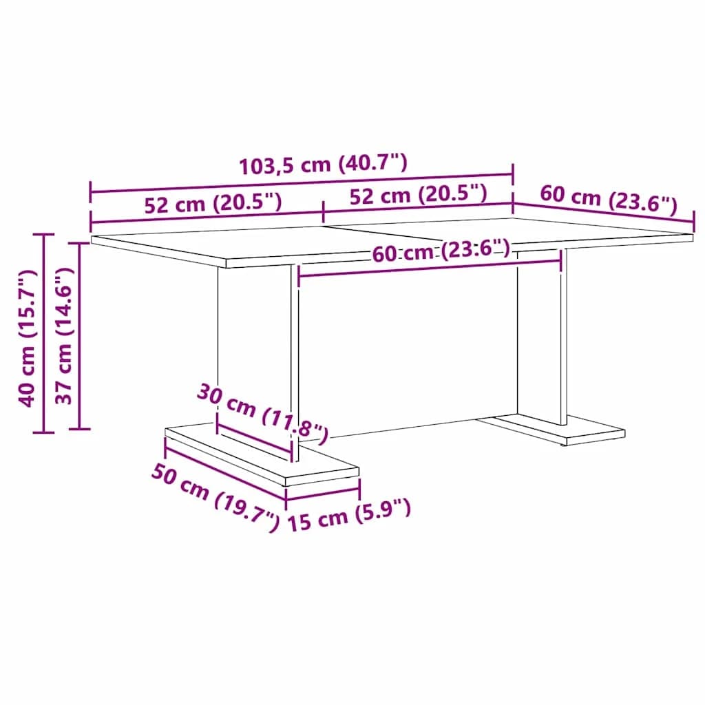 Klubska miza artisan hrast 103.5 x 60 x 40 cm Inženirski les - slika 11