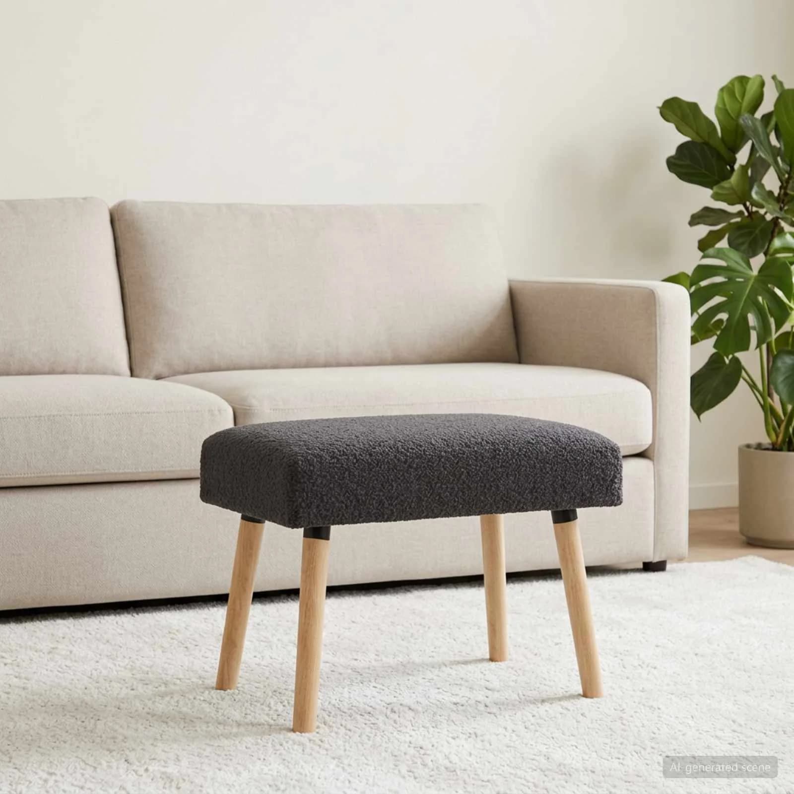 klop Enobarvno Temno siva 60 x 40 x 45 cm Bouclé - slika 3
