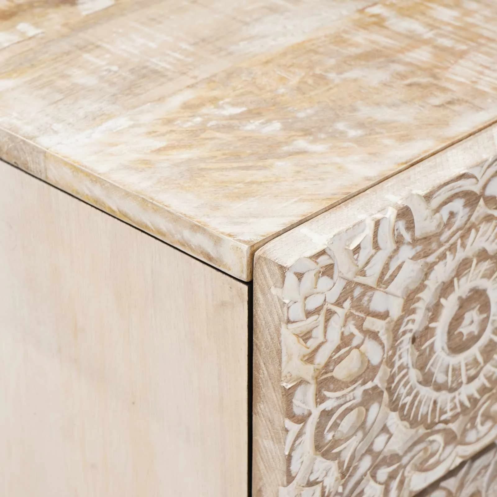 Posteljna omarica Bela 50 x 33 x 60 cm Masiven les manga - slika 6