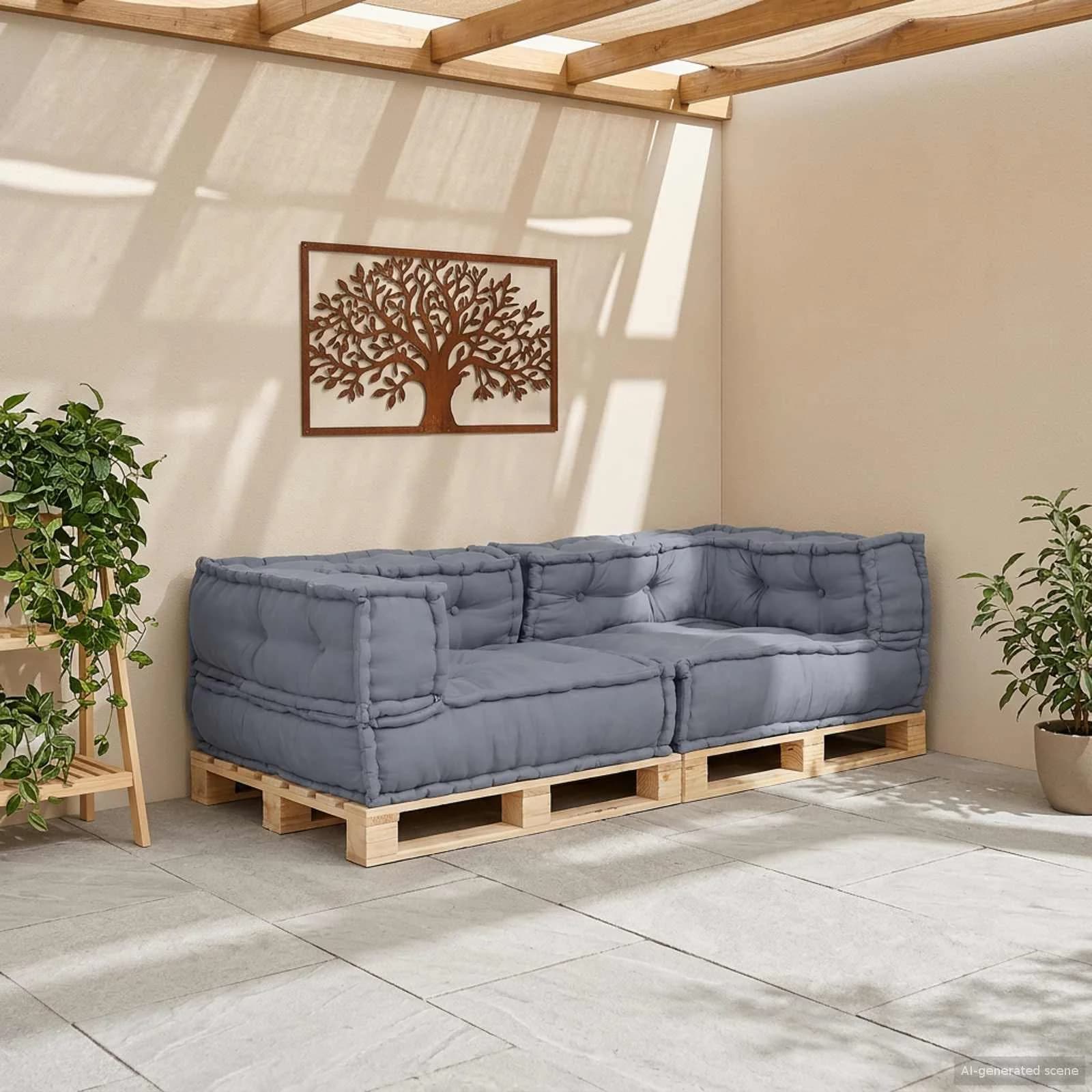 Modularna sedežna enota 3 kos Blago Siva 140 x 70 x 36 cm - slika 3