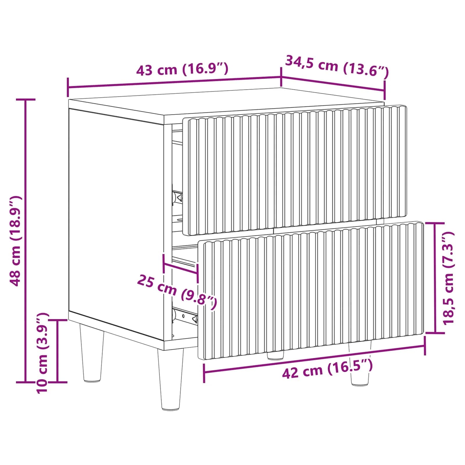 Nočna omarica 2 kos Betonsko siva 43 x 34,5 x 48 cm - slika 12