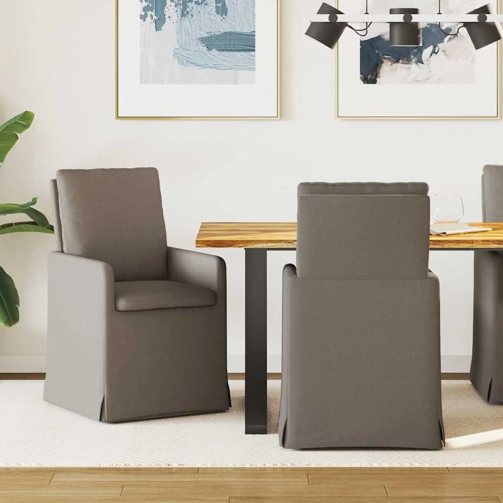 Jedilni stoli 2 kos Laneno platno Svetlo siva 57 x 67 x 98 cm