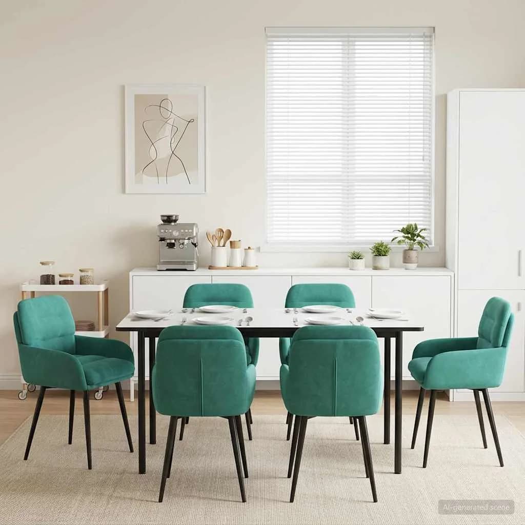 Jedilni stoli 6 kos Žamet Turkizna 59 x 59,5 x 90 cm