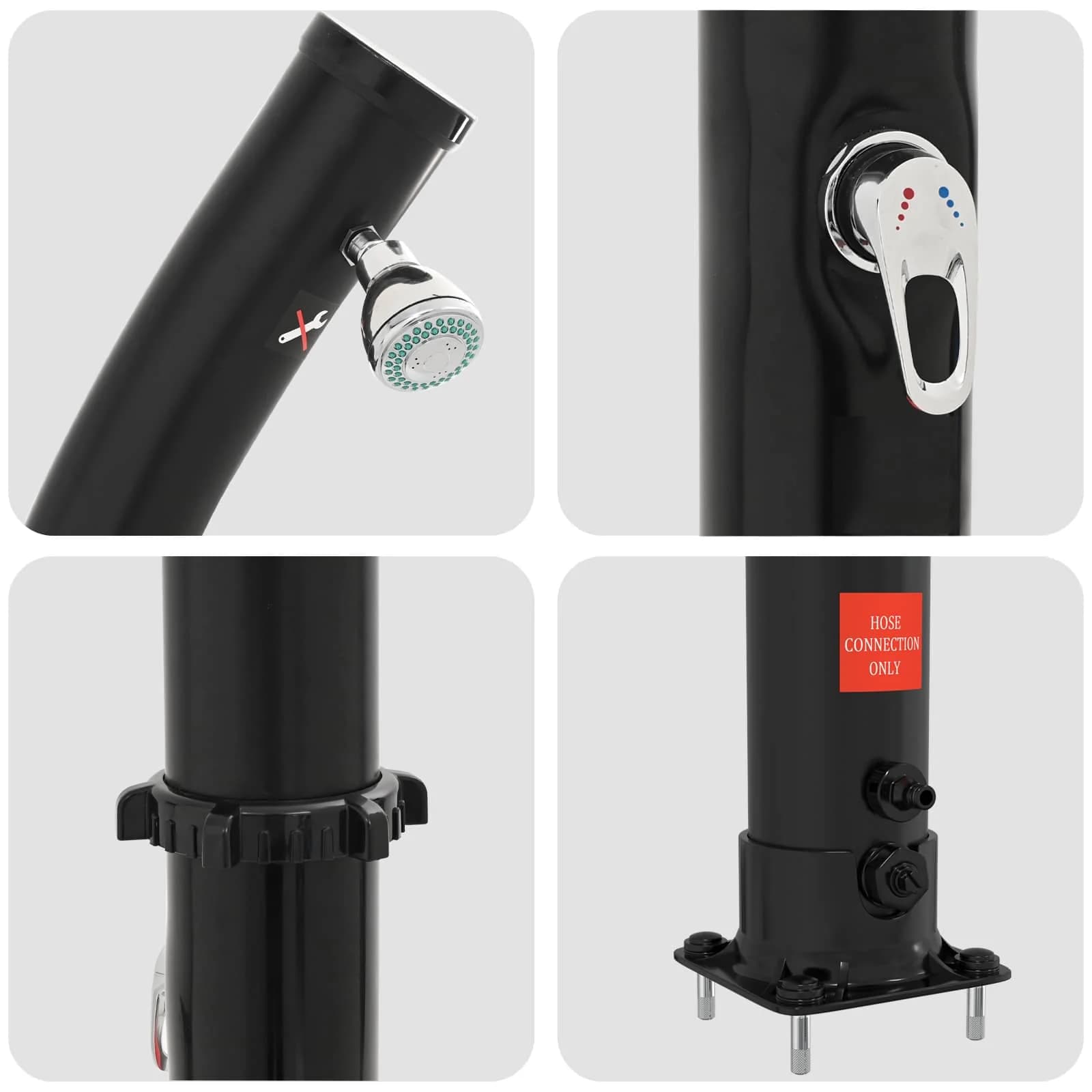 Solarna prha s pršno glavo 20 l PVC, ABS, Cinkova zlitina Črna - slika 6