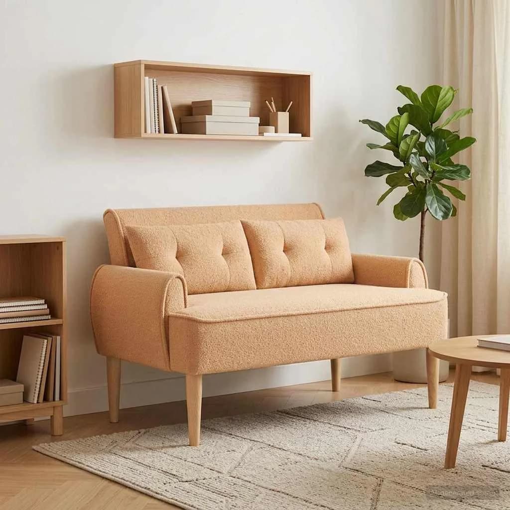 Dvojnica s gumbi Bež 117 x 67 x 77 cm Bouclé