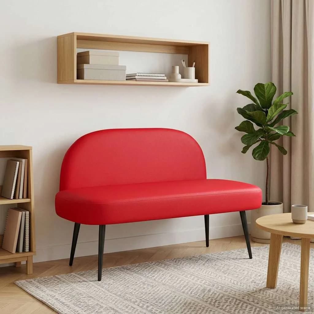 Oblazinjena klop z naslonom Rdeča 110 x 60 x 76 cm Umetno usnje