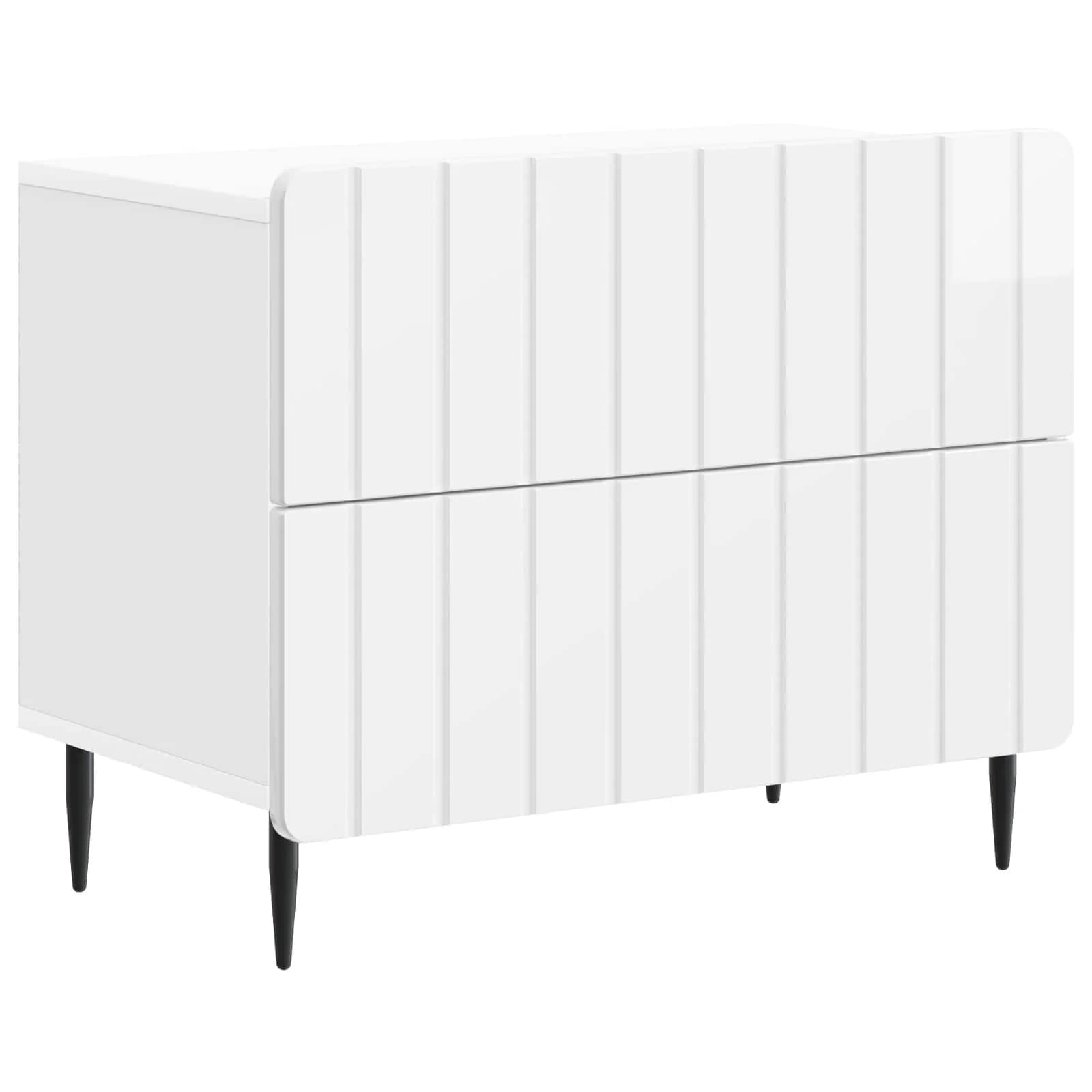 Nočna omarica s predalom Bela visok sijaj 62 x 34,5 x 49,5 cm - slika 2