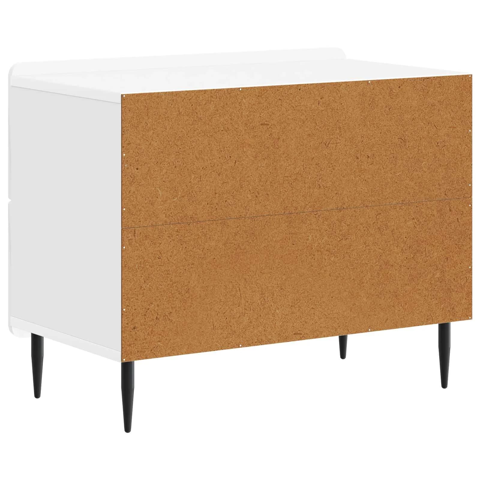 Nočna omarica s predalom Bela visok sijaj 62 x 34,5 x 49,5 cm - slika 7