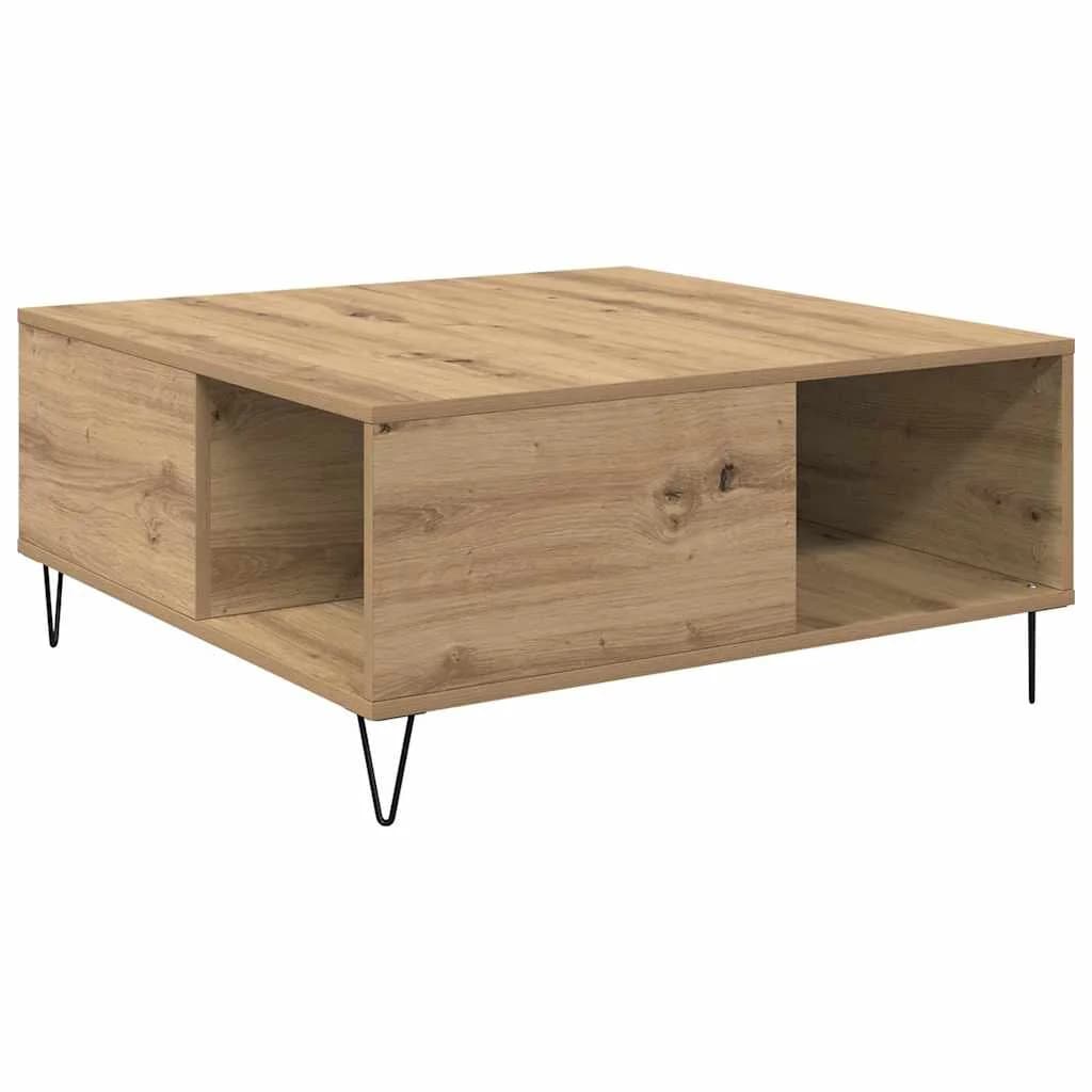 Klubska miza Umetni hrast 80 x 80 x 36,5 cm Inženirski les - slika 7