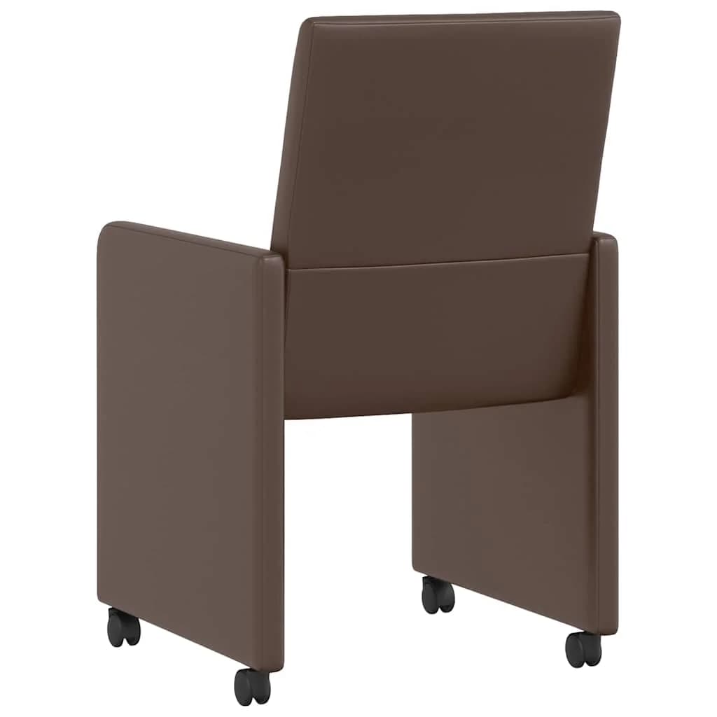 Jedilni stoli s kolesi 2 kos Umetna koža Rjava 57 x 66 x 94 cm - slika 6