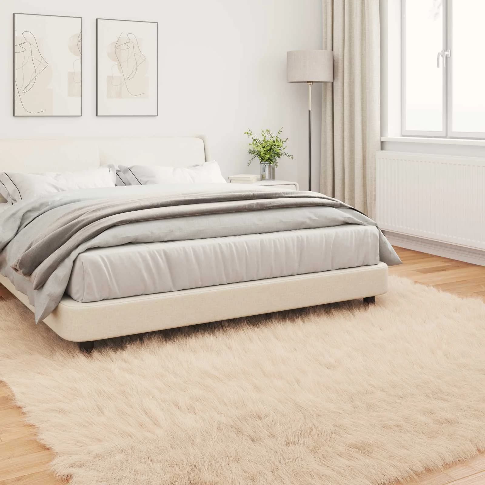 Preproga iz umetnega ovčjega krzna TAFALLA Bež 200 x 200 cm - slika 4