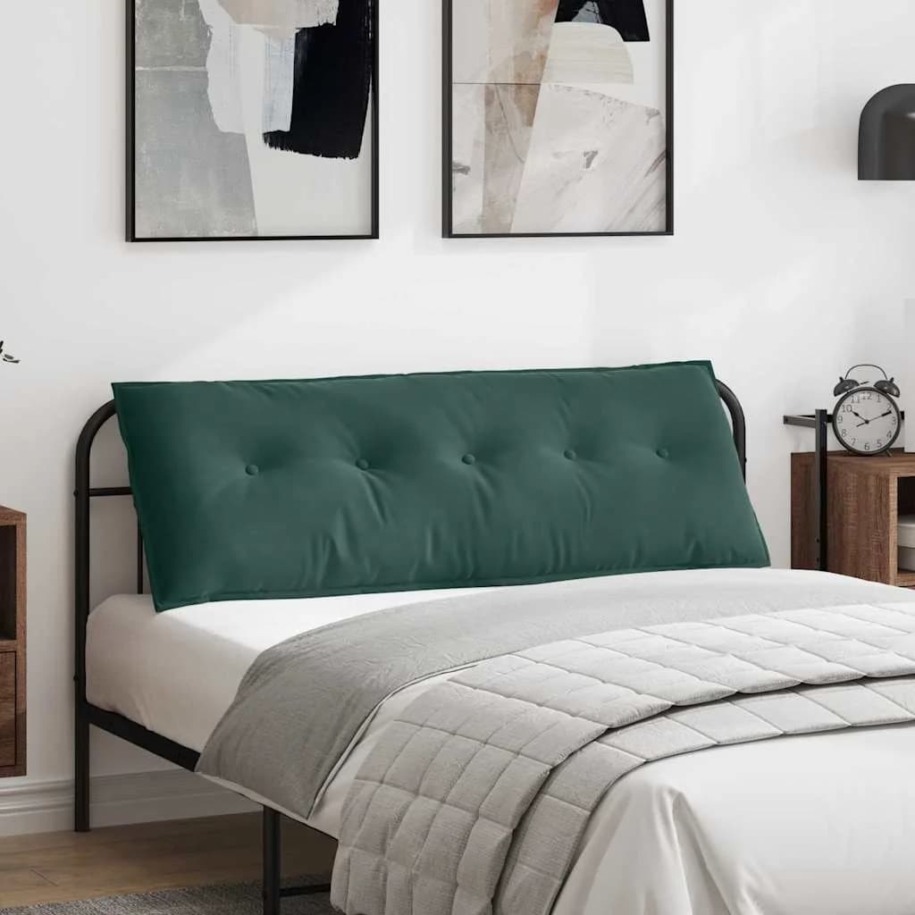 Poglavni vzglavnik Temno zelena 140 x 50 cm Žametna tkanina