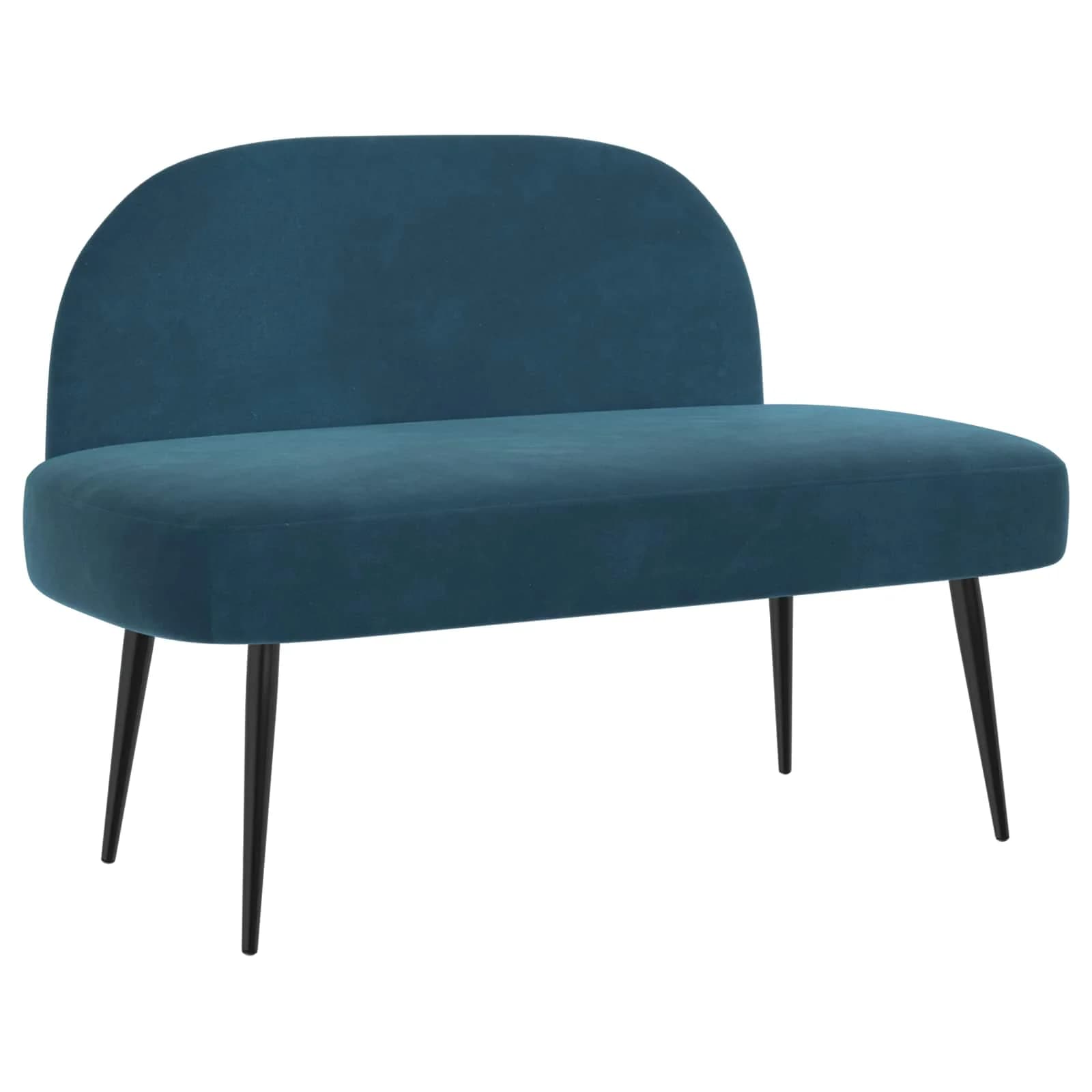 Oblazinjena klop z naslonom Modra 110 x 60 x 76 cm Žamet - slika 2