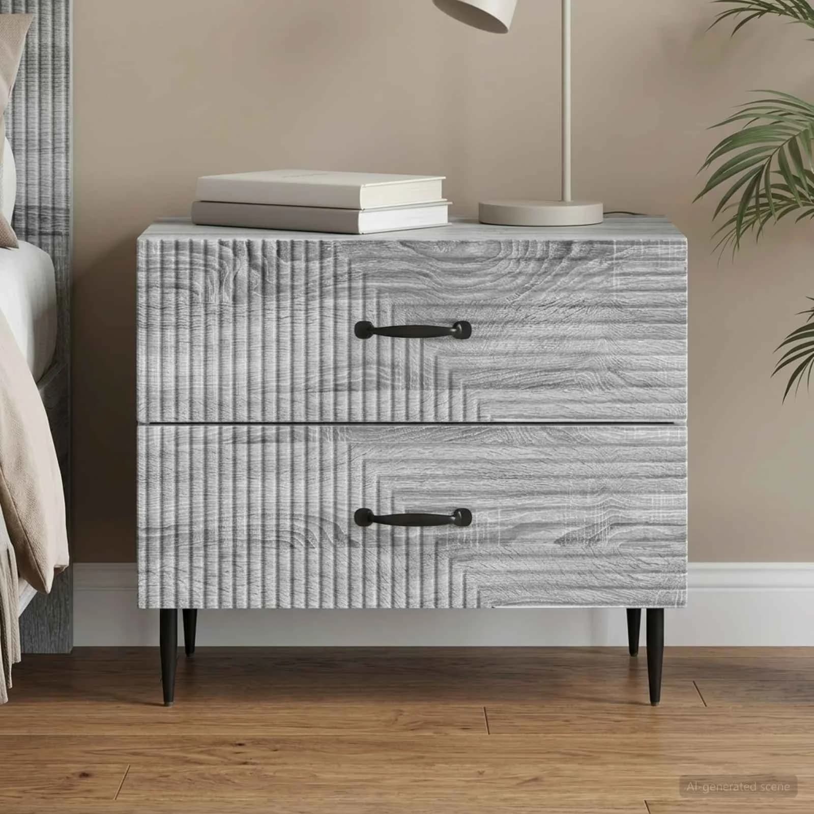 Nočna omarica Siva Sonoma 62 x 34,5 x 47,5 cm Inženirski les