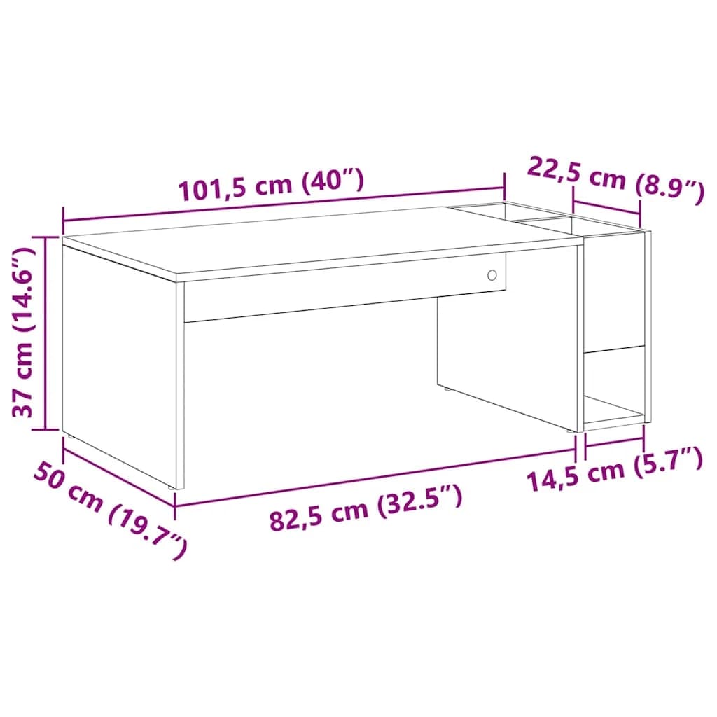 Klubska miza Sonoma hrast 101,5 x 50 x 37 cm Inženirski les - slika 12