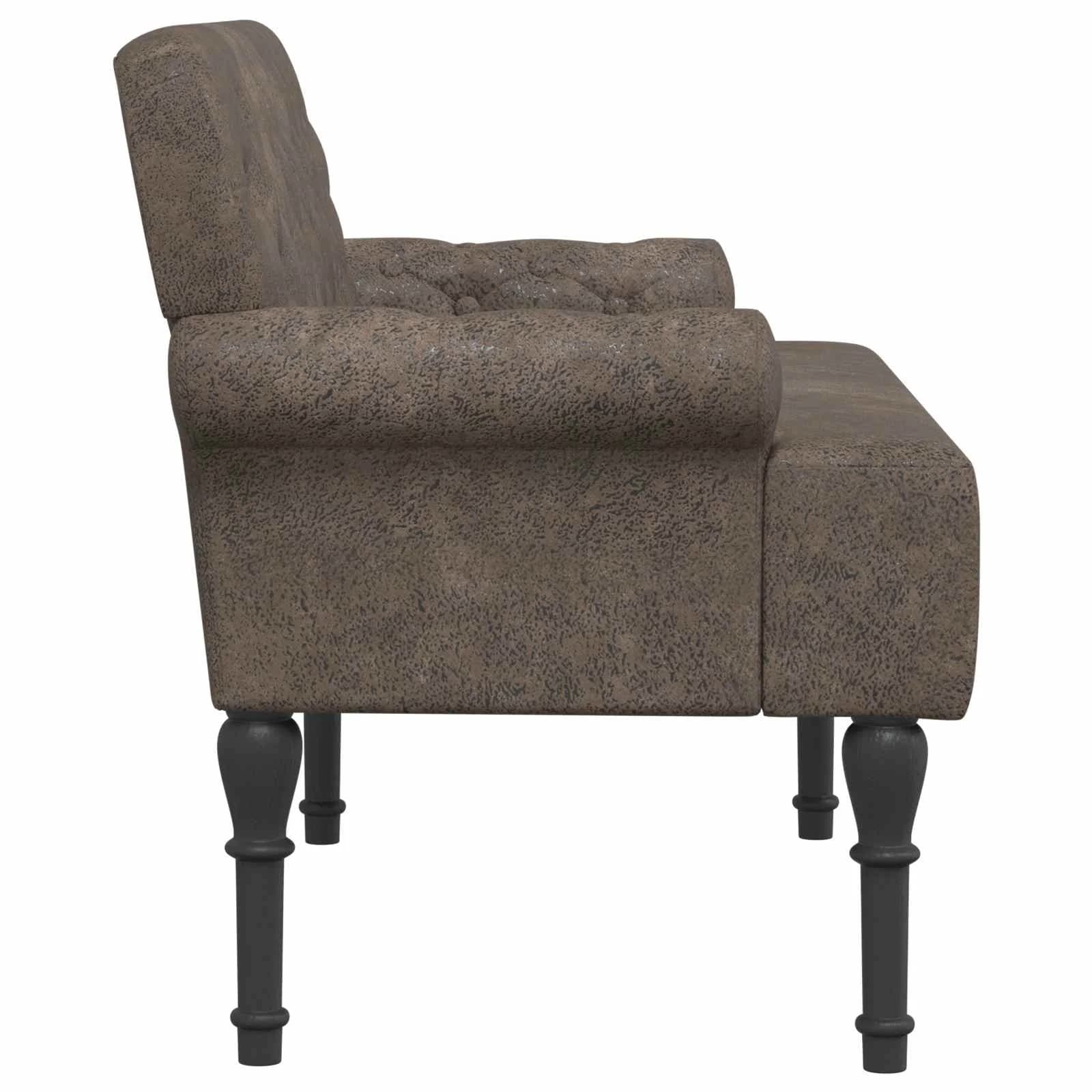 Dvojnica s gumbi Temno siva 120 x 65 x 78 cm Umetno nubuk usnje - slika 4