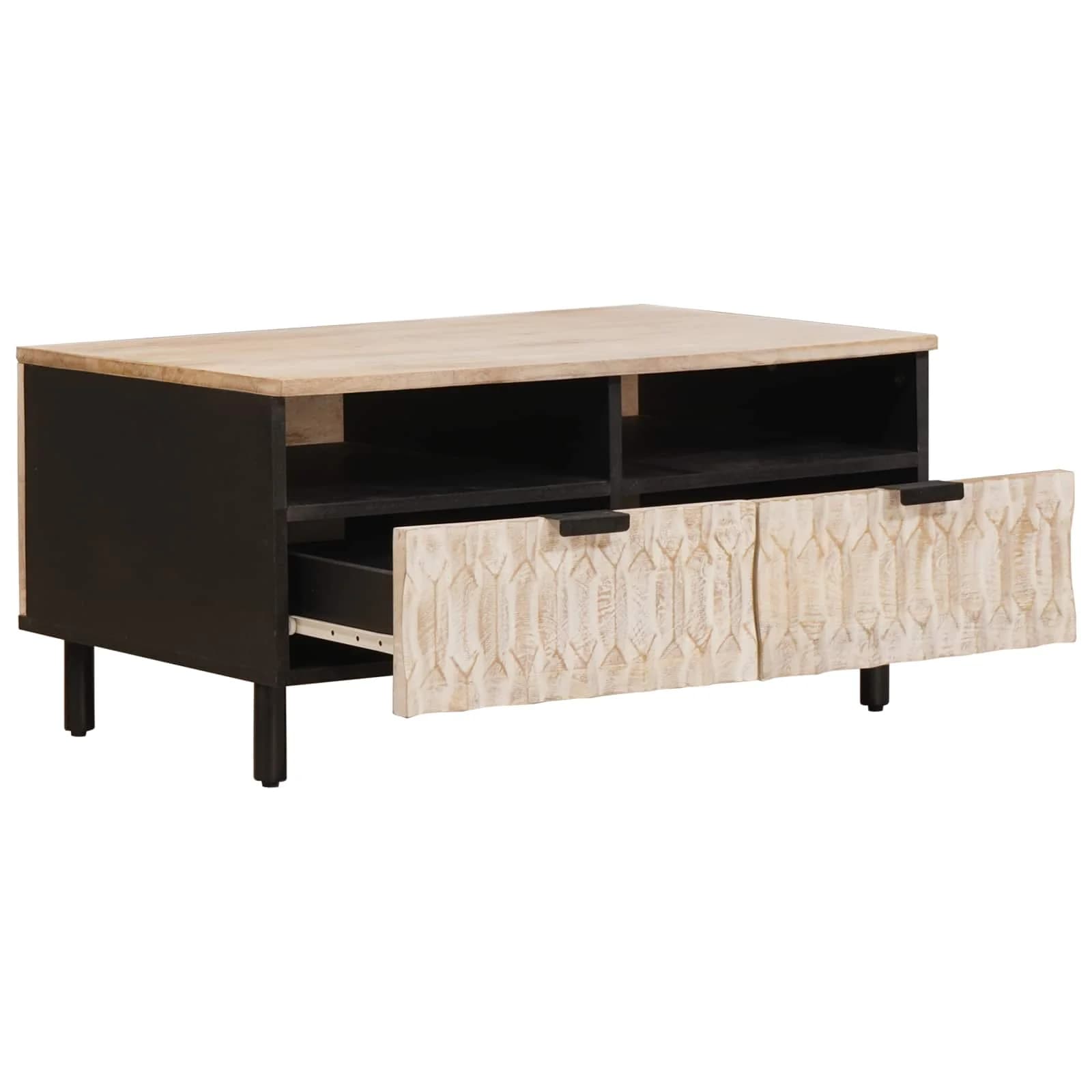 Klubska miza s predalom Bela 80 x 54 x 40 cm Masiven les manga - slika 2