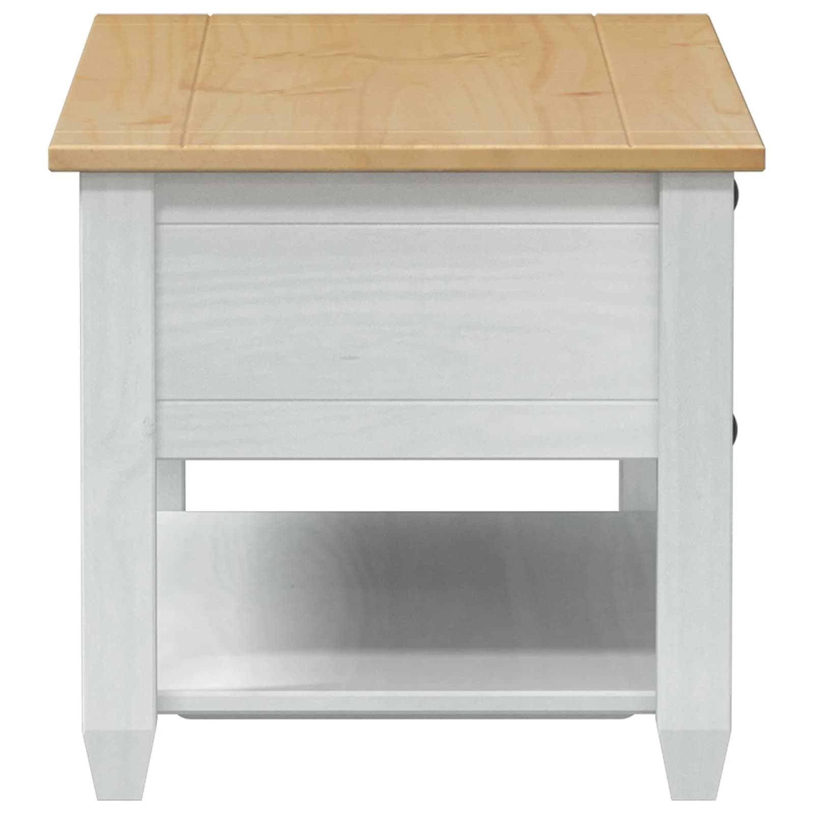 Klubska miza s predalom Bela 100 x 48 x 45 cm Trdna borovina - slika 5