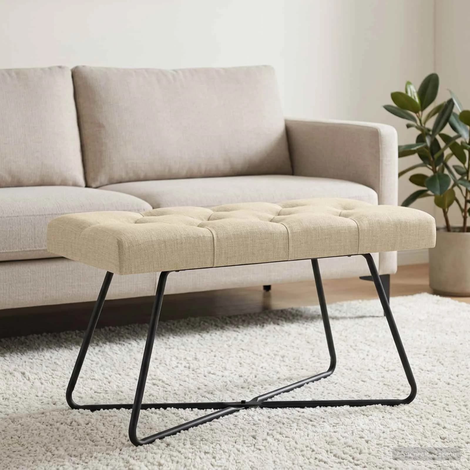 Klop s gumbnim oblazinjenjem Krem 80 x 40 x 46 cm Blago - slika 3