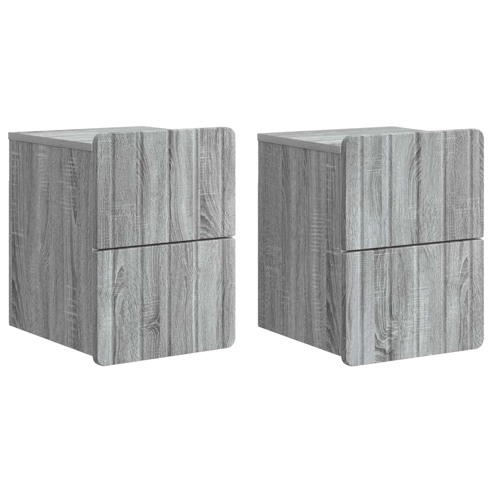 Stenski nočni omarici 2 kos Siva Sonoma 33 x 34,5 x 43 cm - slika 2