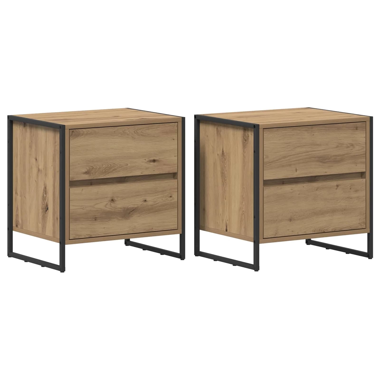 Nočna omarica 2 kos Oreh 50 x 39.5 x 50 cm Inženirski les - slika 2