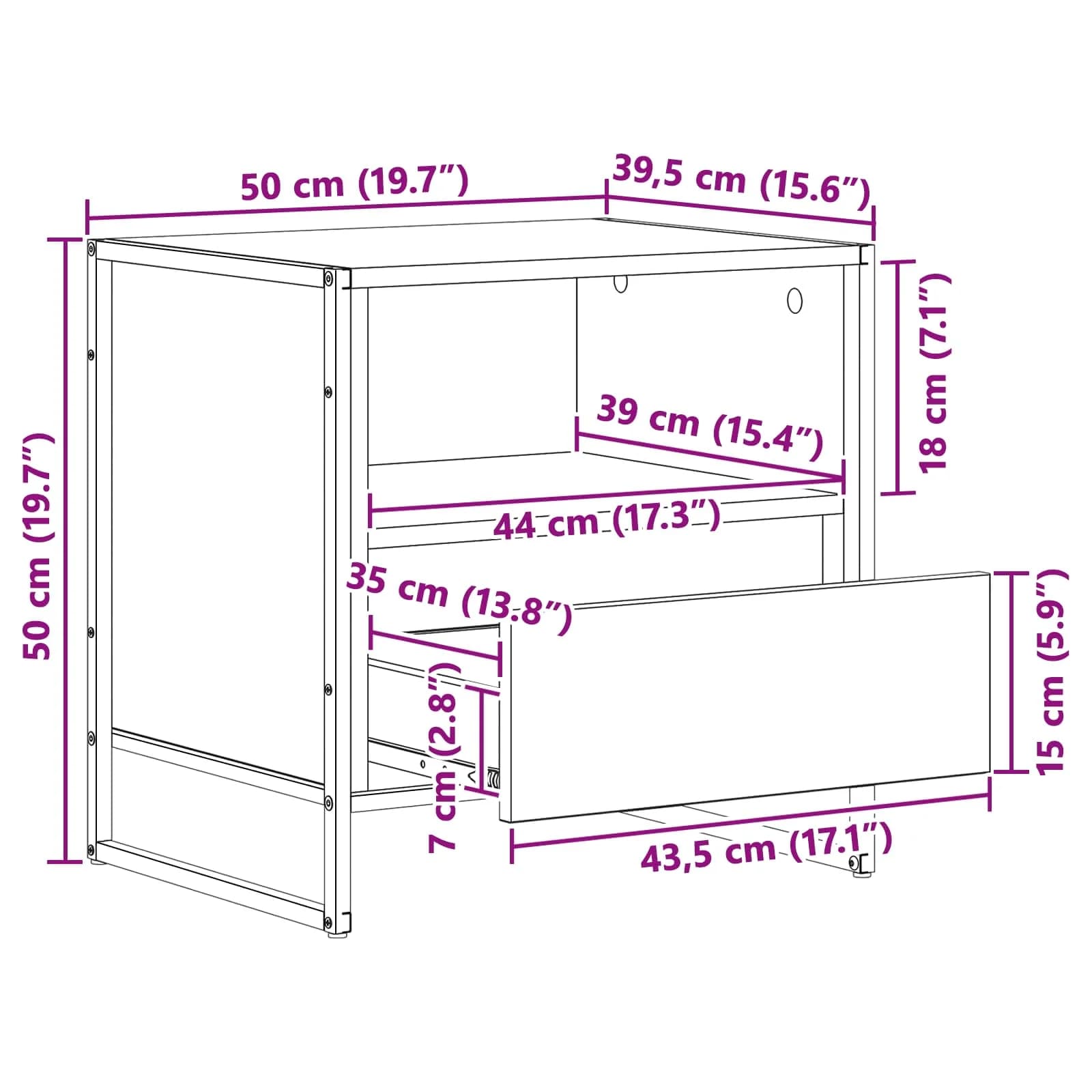 Nočna omarica Star les 50 x 39,5 x 50 cm Inženirski les - slika 12