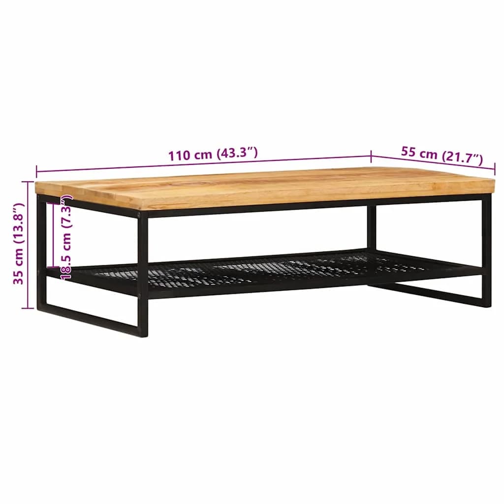 Klubska miza Rjava in črna 110 x 55 x 35 cm Masiven les manga - slika 11