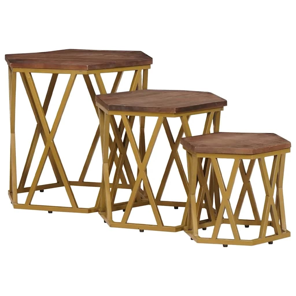 Klubske mizice Rjava 55 x 55 x 50 cm Masiven les manga - slika 2