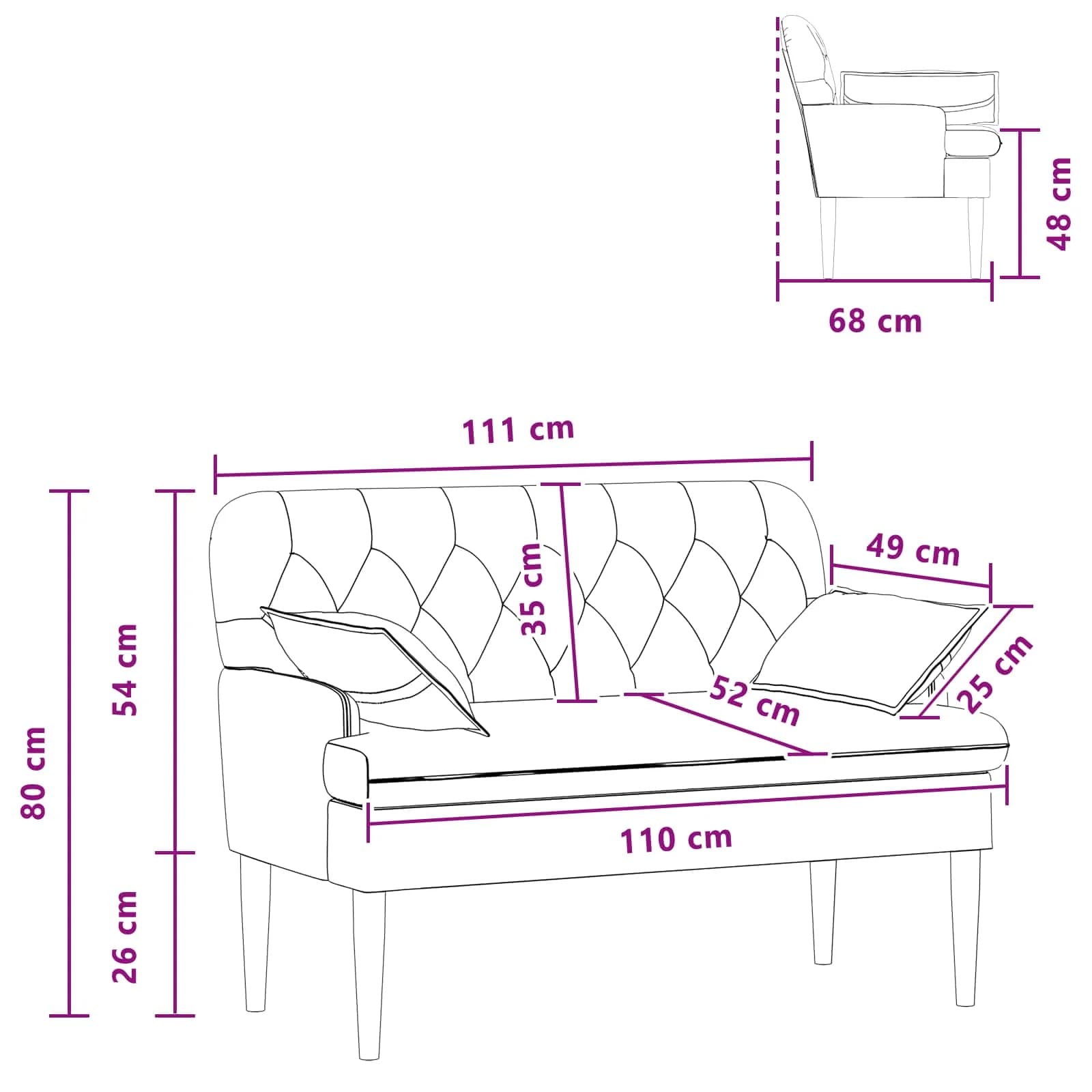 Dvojnica s gumbi Krem 111 x 68 x 80 cm Blago - slika 10