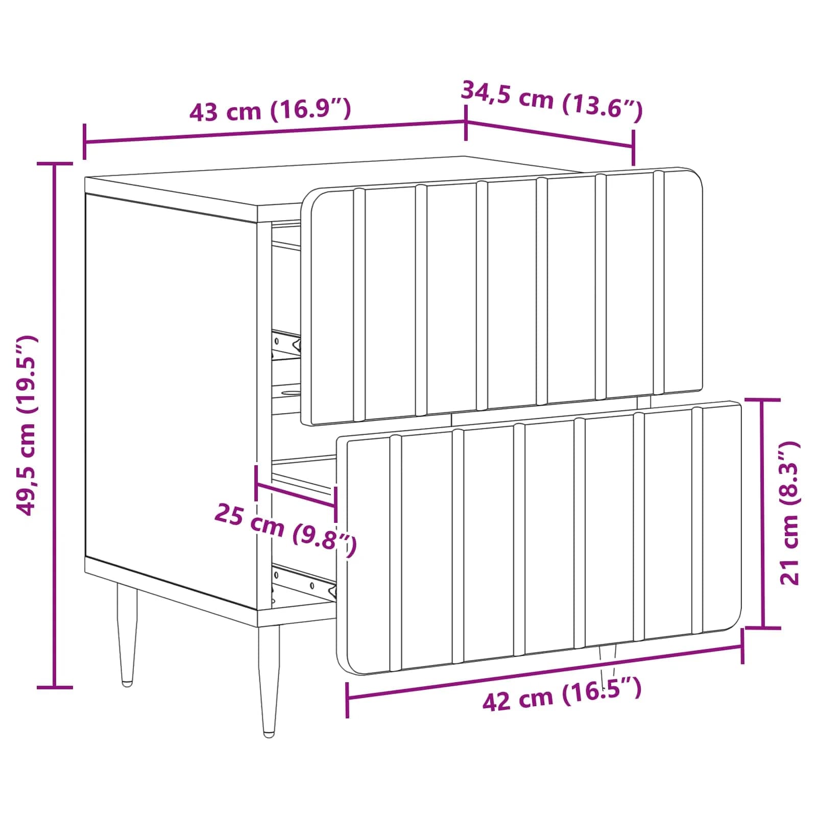 Nočna omarica 2 kos Sonoma hrast 43 x 34,5 x 49,5 cm - slika 12