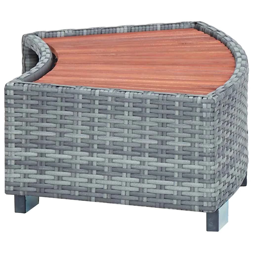 Stopnica za masažni bazen siv poli ratan 92x45x25 cm - slika 5