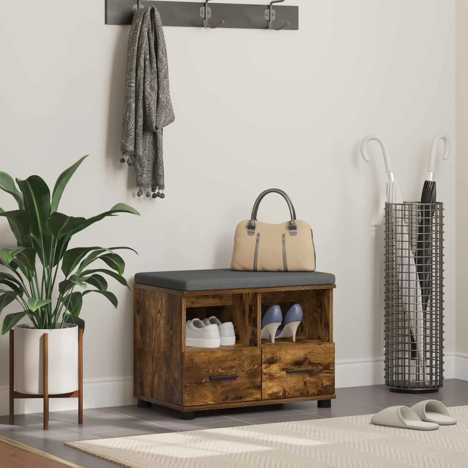 Haldna klop z blazino s predalom Dimljeni Hrast 60 x 38 x 46 cm