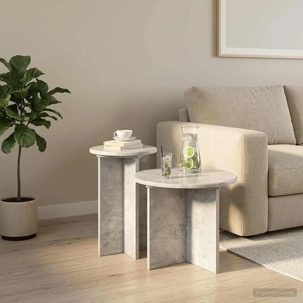 Komplet stranskih mizic 2 kos Betonsko siva Ø 45 x 35 cm