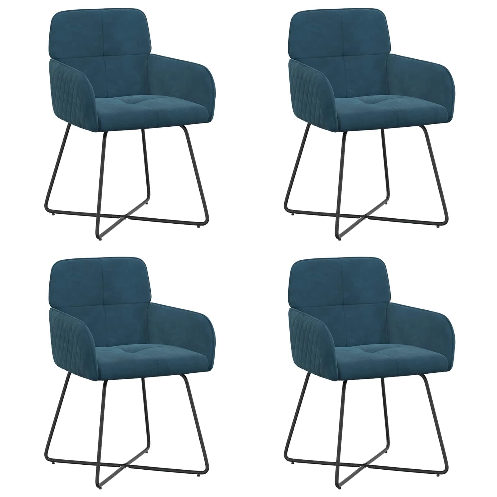 Jedilni stoli 4 kos Žamet Modra 59 x 56,5 x 86 cm - slika 2