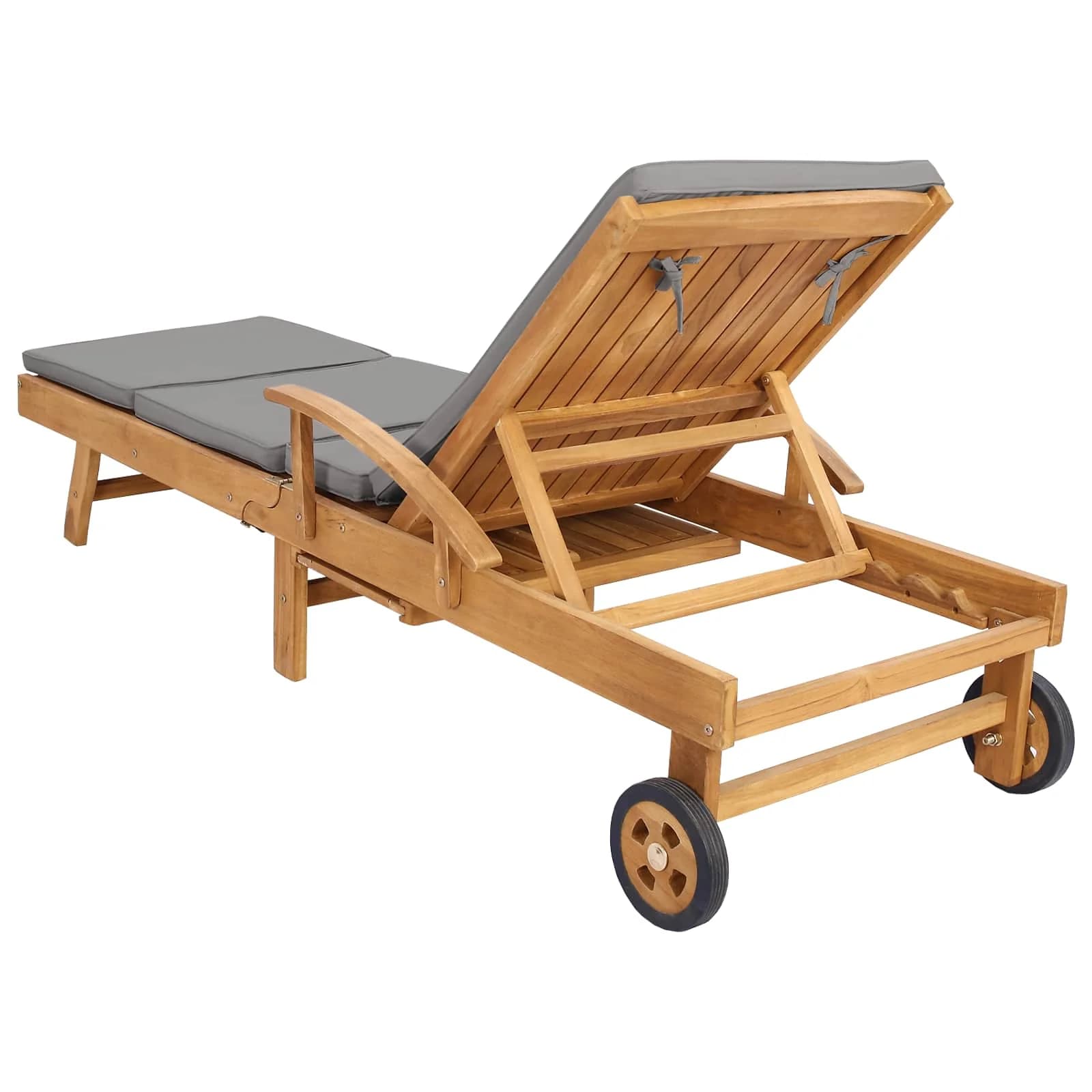 Ležalnik z blazino 100% poliester, masiven teak - slika 6