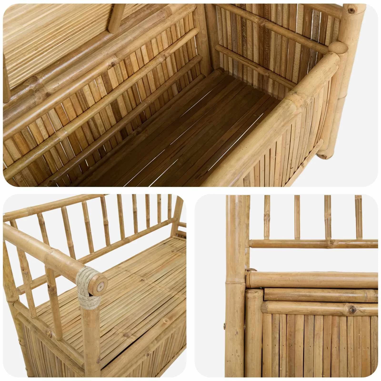 Parkovna Shramba Klop 110 x 47 x 80 cm Bambus Naravna - slika 7