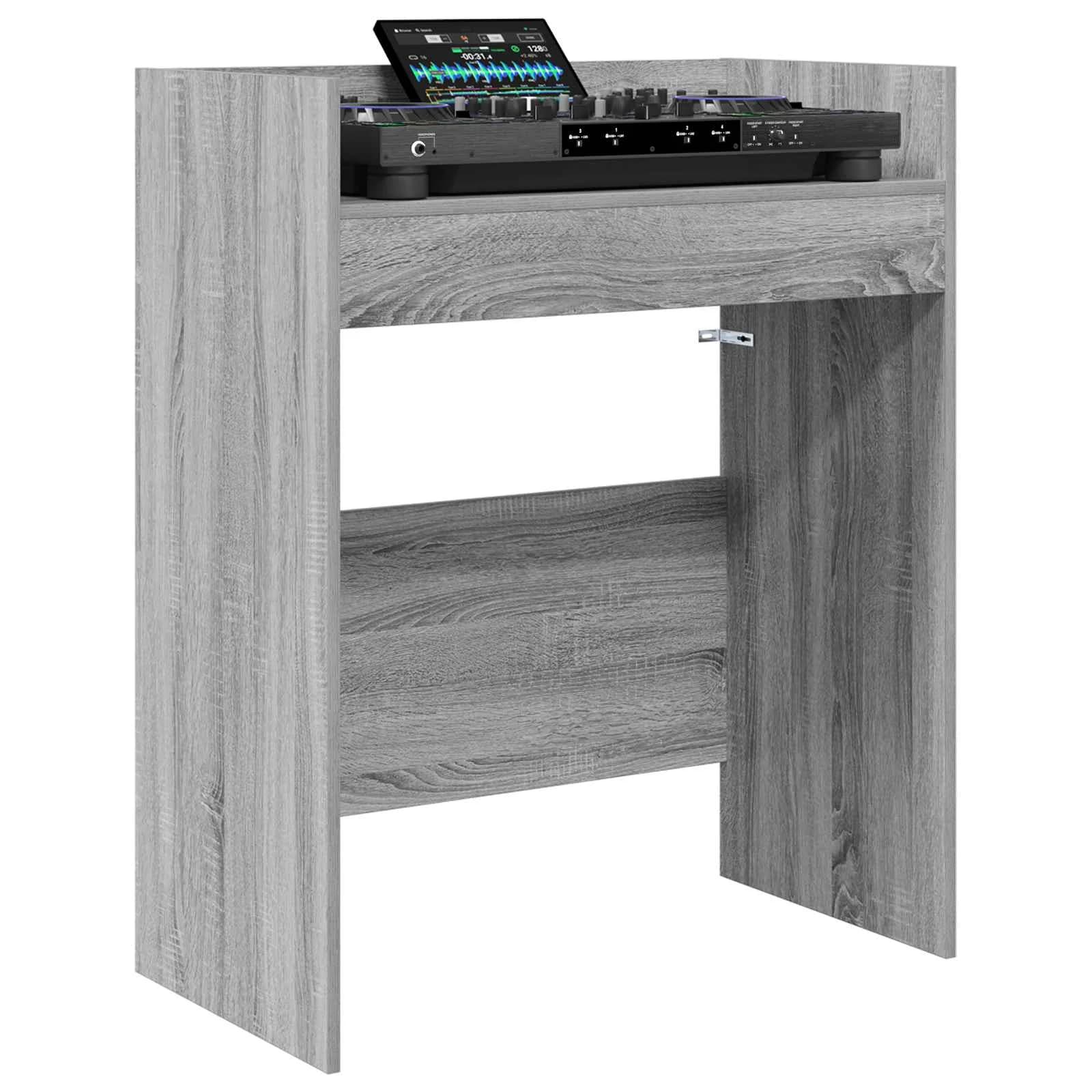 DJ miza Siva Sonoma 82 x 45 x 102 cm Inženirski les - slika 3