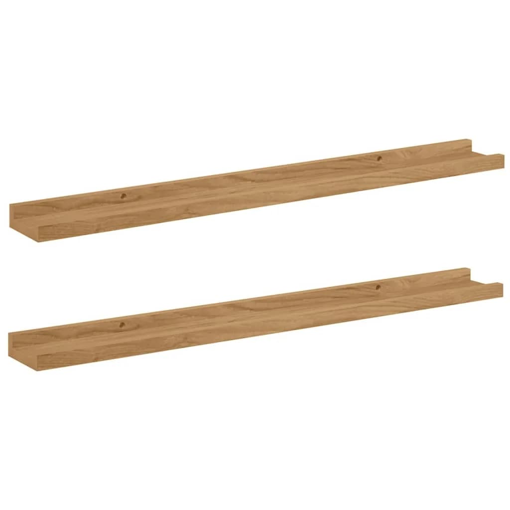 Stenska polica Montaža za steno 2 kos Rjava 80 x 9 x 3 cm - slika 2