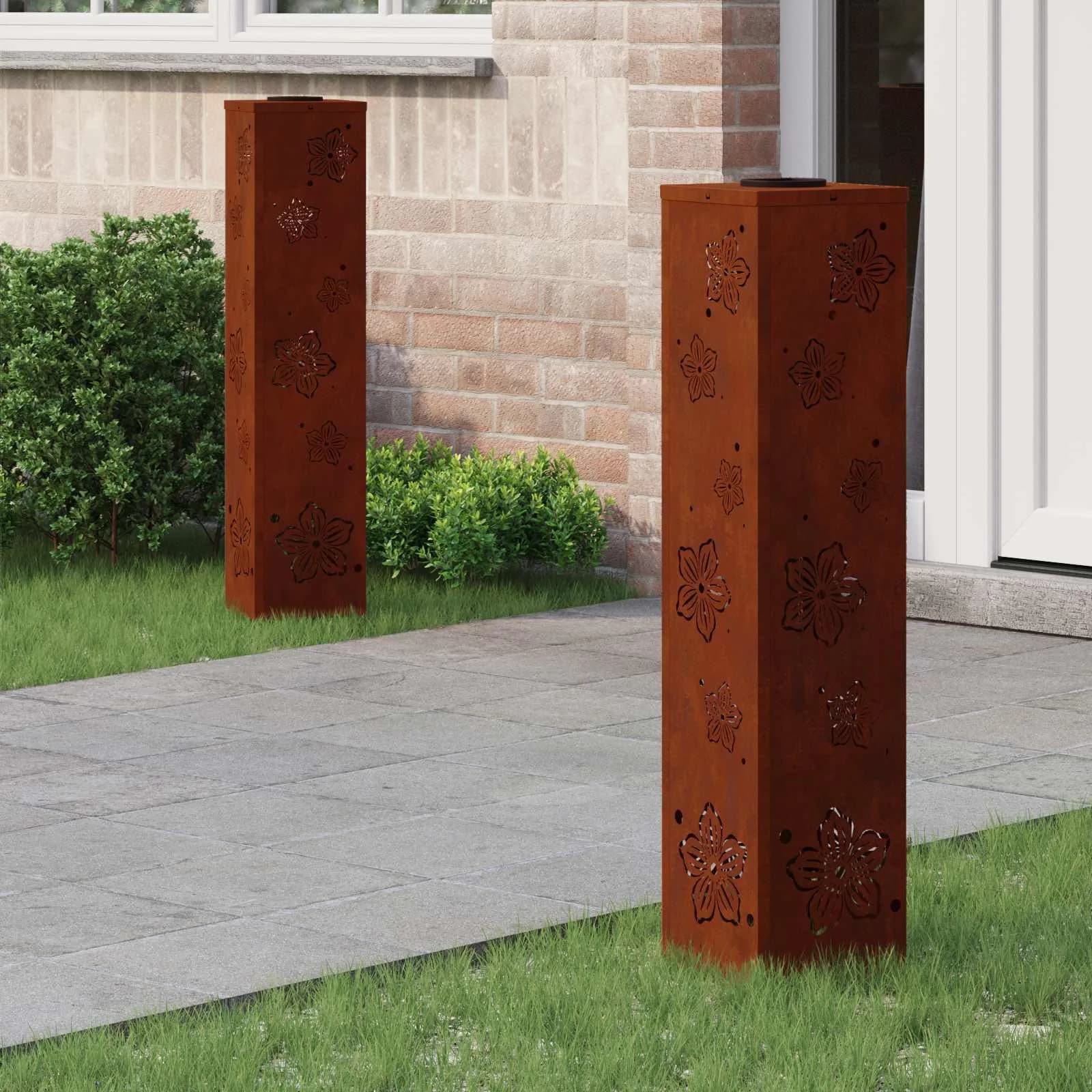 Solarno LED svetilo za pot 2 kos Toplo bela 18 x 18 x 80 cm