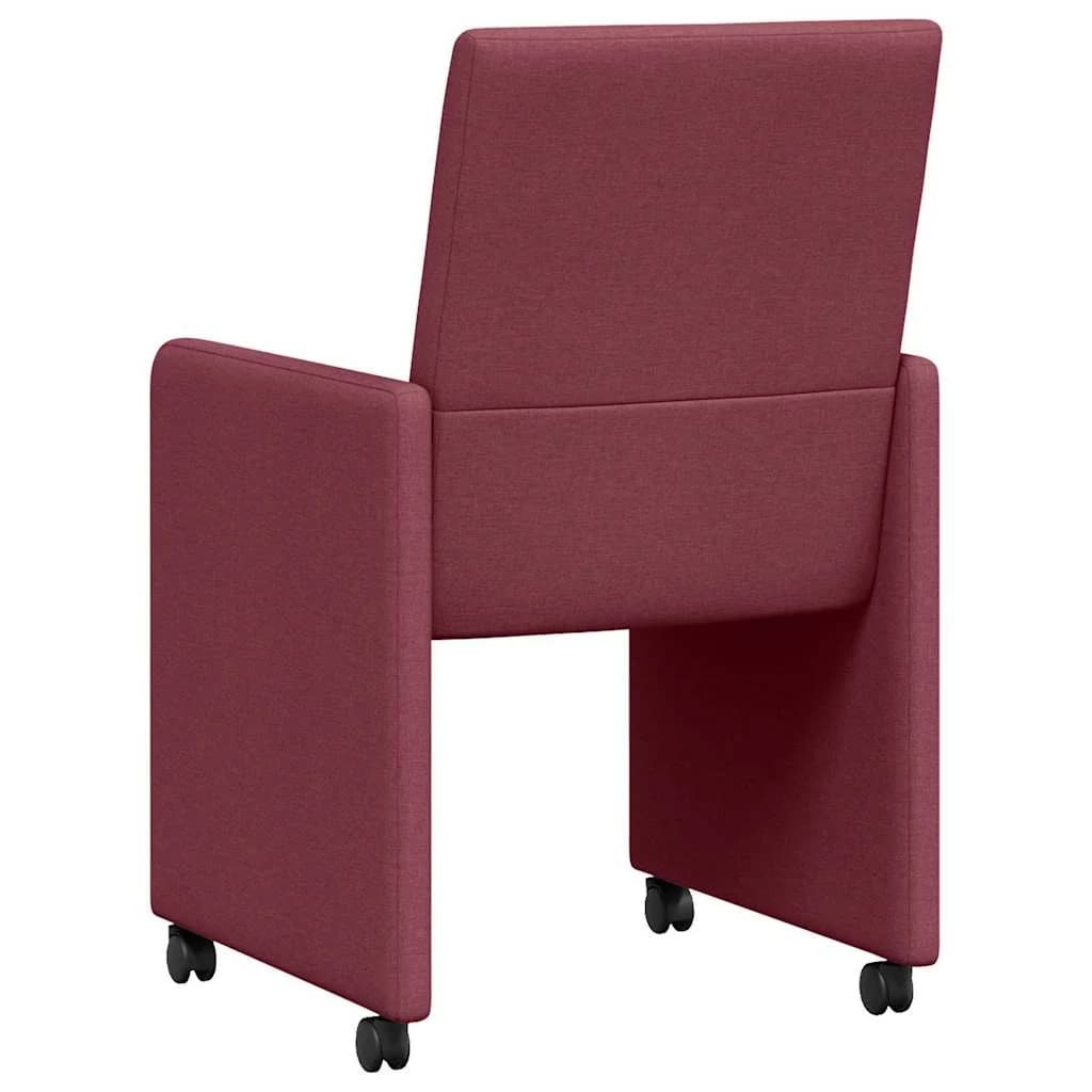 Jedilni stoli s kolesi 2 kos blago vinsko rdeča 57 x 66 x 94 cm - slika 6